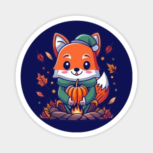 cute fox fall season Magnet